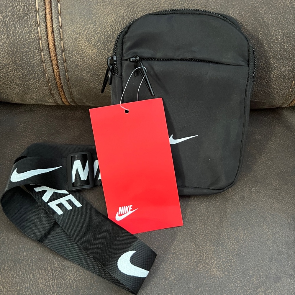 Nike Black Small Crossbody Belt Bag with White Swoosh